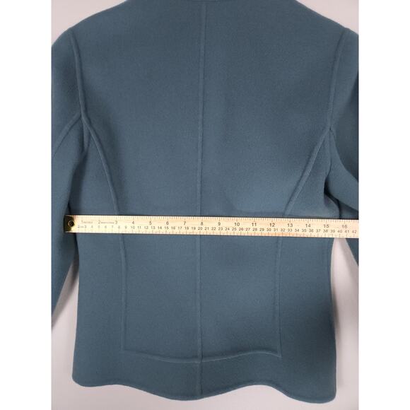 Linda Allard Ellen Tracy 100% Wool Jacket Size 2 Front Zip Teal Blue Green - Picture 5 of 8